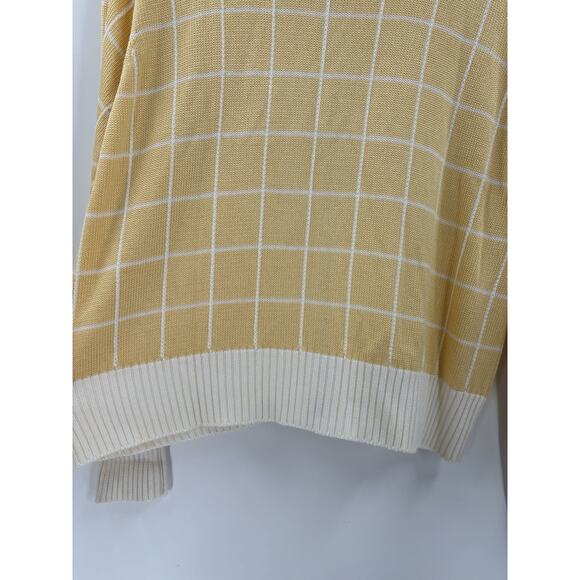FIA Italia Vintage Knit Jacket Womens XL Yellow White Windowpane Full Zip Collar - Picture 14 of 16